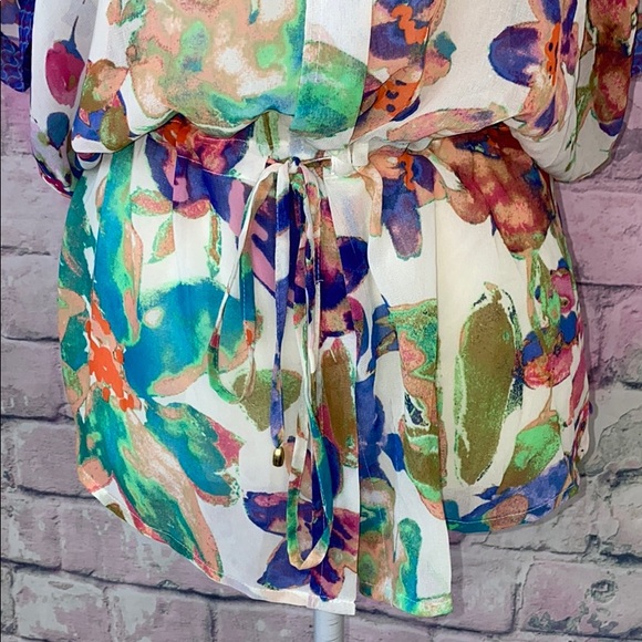 Calvin Klein sheer floral button down blouse M - Picture 5 of 9